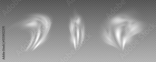 Fog or smoke, realistic white cloud, smoke from fire, smoke from work, steam, vector png.	