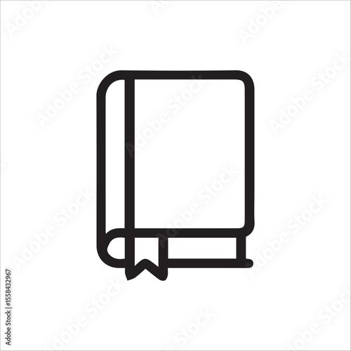 Clean line art book icon with a page ribbon ideal for educational content