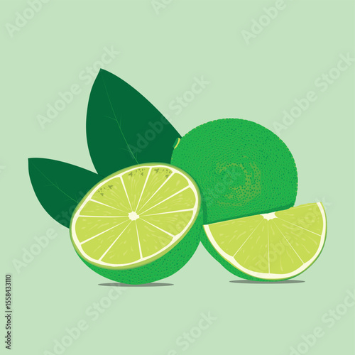 Vibrant Lime Halves with Lush Green Leaves