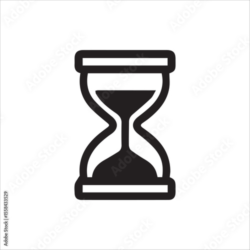 Timeless black hourglass icon symbolizing the relentless flow of moments and deadlines