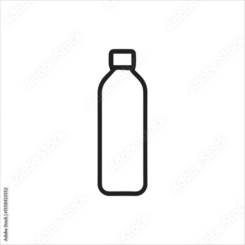 Minimalist black outline icon of a plain water bottle perfect for hydration graphics