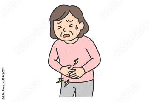 Women Suffering from Stomach Pain Illustration