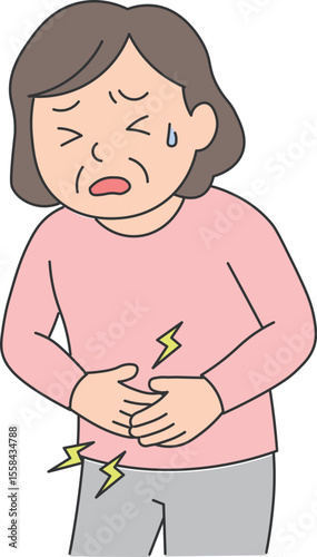 Women Suffering from Stomach Pain Illustration