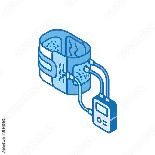 Portable blood pressure monitor with arm cuff.