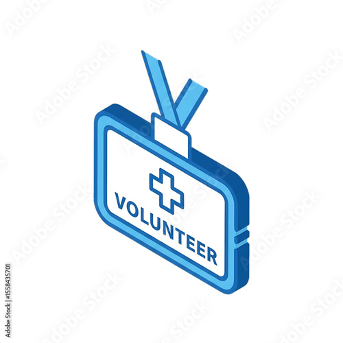 Volunteer badge for hospital or event use.