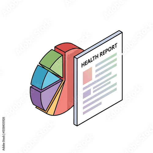 Health record chart with analytical pie graph.
