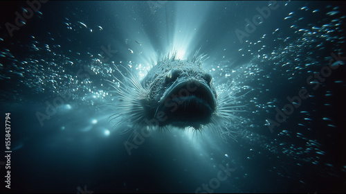 Pez abisal a contraluz, fauna abisal surcando aguas negras