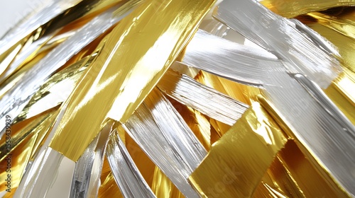Abstract Gold Silver Paint Strokes Texture Background