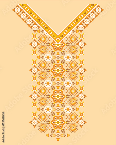 Vector design for collar shirts, geometric necklace embroidery design for fashion. Aztec style embroidery abstract vector illustration. Using in fashion industry.