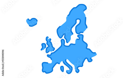 Stylized map of the continent of Europe in a simple style