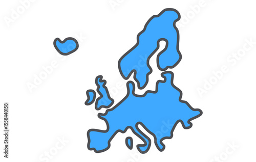 Stylized map of the continent of Europe in a simple style