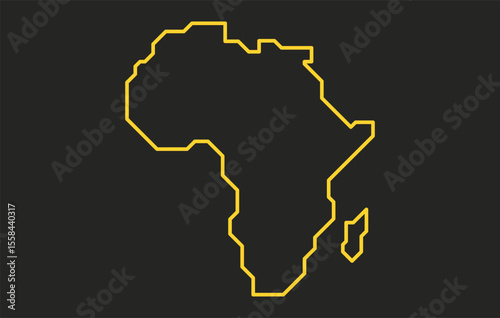 Stylized dark map of the continent of Africa in a simple style