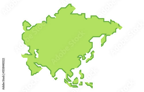 Stylized map of the continent of Asia in a simple style