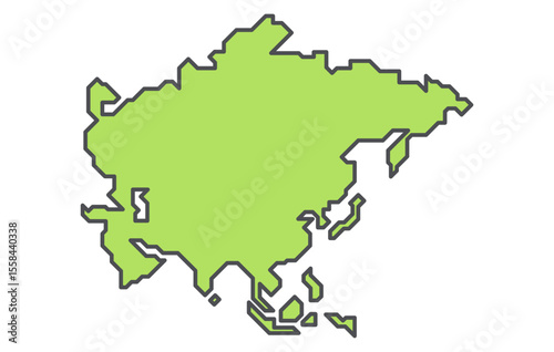 Stylized map of the continent of Asia in a simple style