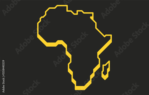 Stylized dark isometric map of the continent of Africa in a simple style