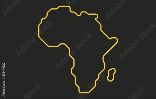 Stylized dark map of the continent of Africa in a simple style