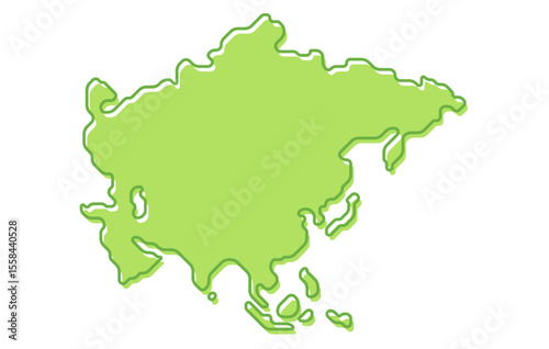 Stylized map of the continent of Asia in a simple style