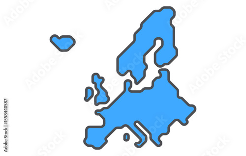 Stylized map of the continent of Europe in a simple style