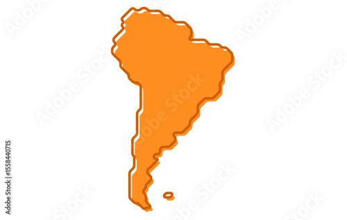 Stylized map of the continent of South America in a simple style