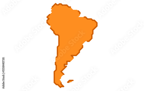Stylized map of the continent of South America in a simple style