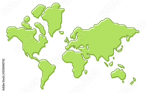 Stylized map of the World in children's simple style