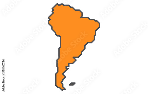 Stylized map of the continent of South America in a simple style