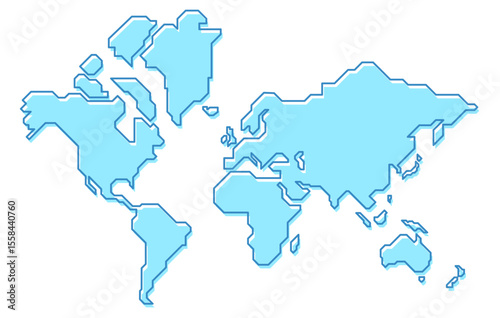 Stylized map of the World in children's simple style