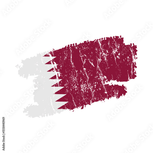 stylized qatari flag with grunge effect – vintage qatar flag – vector illustration