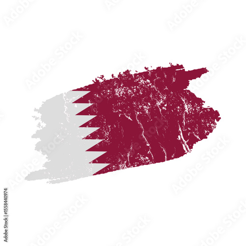 stylized qatari flag with grunge effect – vintage qatar flag – vector illustration