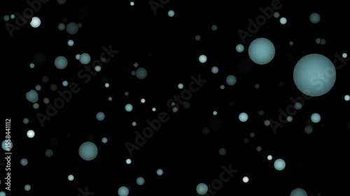 Abstract animation of sphere in dark space. Blue round particle motion graphics.