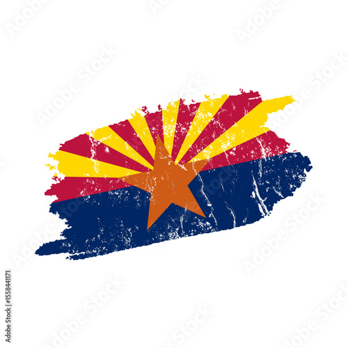stylized arizona flag with grunge effect – vintage state flag of arizona – vector illustration