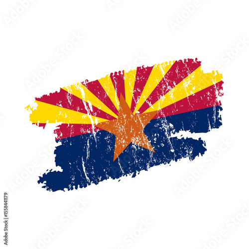 stylized arizona flag with grunge effect – vintage state flag of arizona – vector illustration