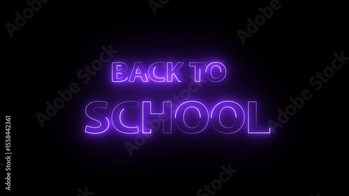 Back to School Neon Text Animation Glowing School Sign Neon Light Effect  Education Promo Motion Graphic.
