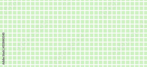 Seamless grid pattern with small light green squares and white lines. Simple geometric background.