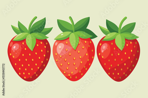 Sweet Strawberry Trio Juicy, Red, and Ripe Illustration