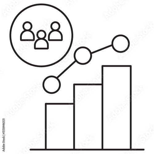 Audience Analytics icon, Unlocking Insights Understanding Your Audience Through Analytics, Data-Driven Engagement Mastering Audience Behavior for Better Results, vector