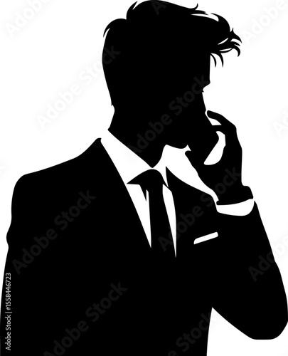 Businessman talking on smartphone in silhouette for career concept  