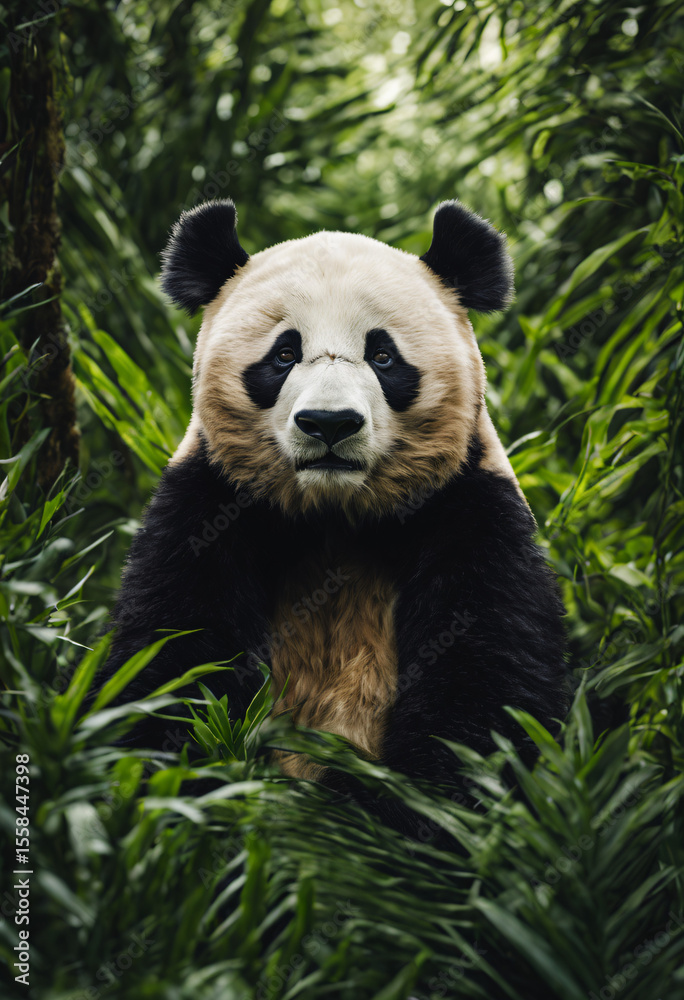 Obraz premium giant panda eating bamboo
