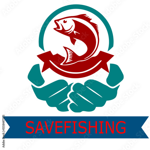vintage Fishing logo design template illustration