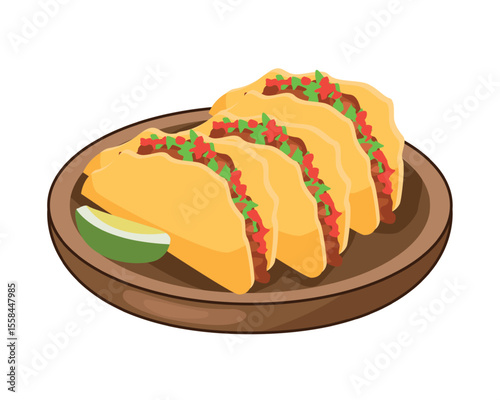 delicious mexican tacos and lemon traditional food