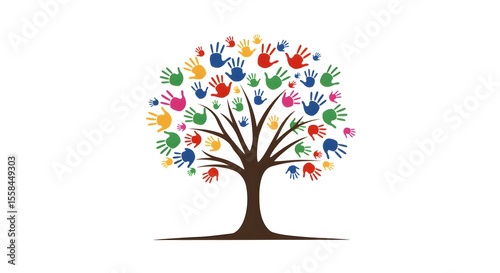 Hands of Unity: A Vibrant Tree of Togetherness
