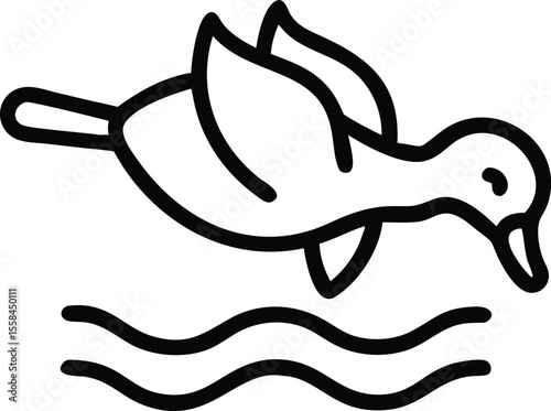 ducky, waterfowl, bird, yellow and black, cartoon, digital art, minimalist illustration
