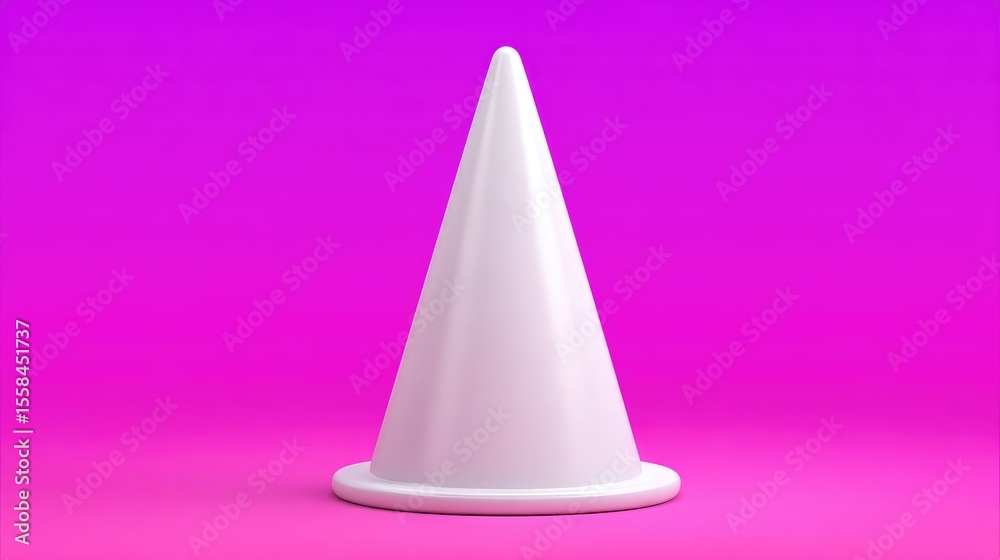 Fototapeta premium Cone-shaped white lamp on gradient magenta background