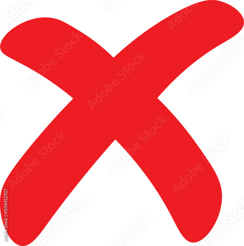 Bright red cross icon symbolizing error, rejection or incorrect choice concept