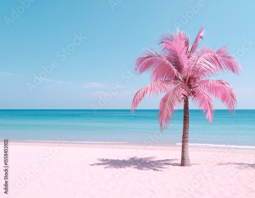 Fototapeta Naklejka Na Ścianę i Meble -  Pastel pink beach scene