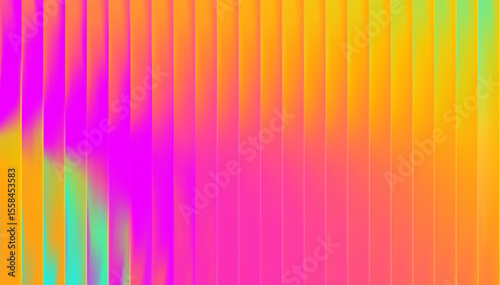Glass ribbed gradient background with abstract color and neon graphic for blue blur texture or pink poster. Vibrant wallpaper design by mesh. Vector with grainy aura glow.