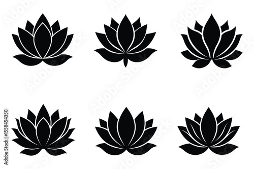 Six Unique Flame Icons Black Fire Symbols for Design Projects