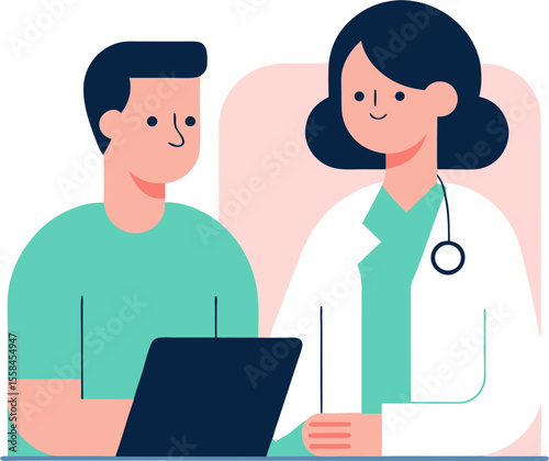 Doctor consultation with patient in hospital - flat vector illustration

