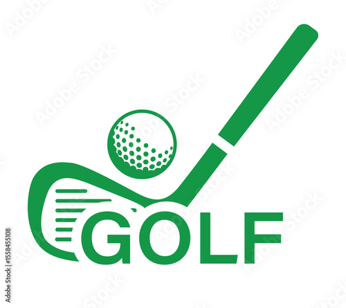 Green golf club and ball logo design, perfect for golf clubs, sports brands, or tournament branding with a clean and modern aesthetic.
