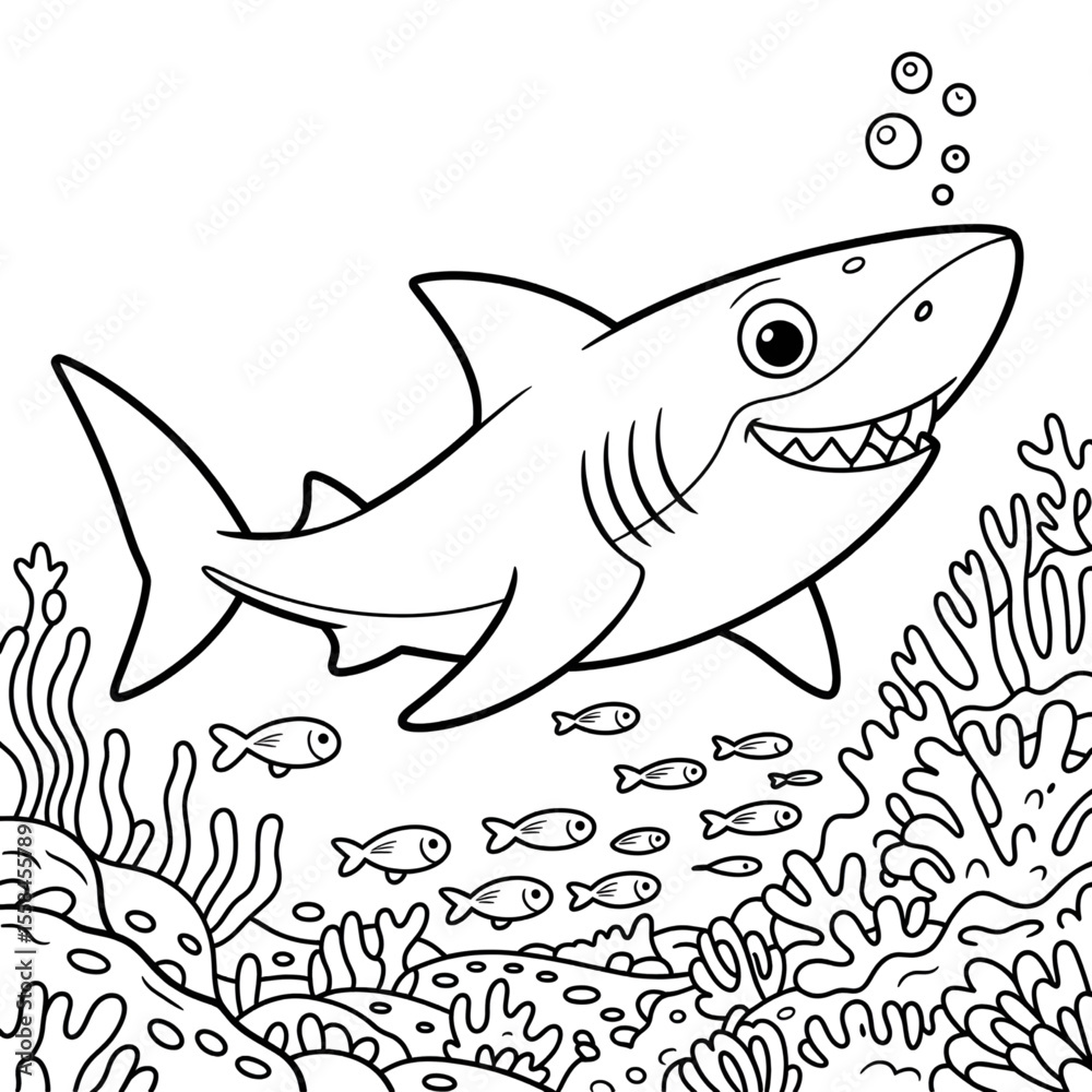 Obraz premium Line art shark illustration vector